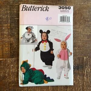 Butterick Sewing Pattern 3050 Infant Costume Bear Dog Rabbit Dinosaur UNCUT